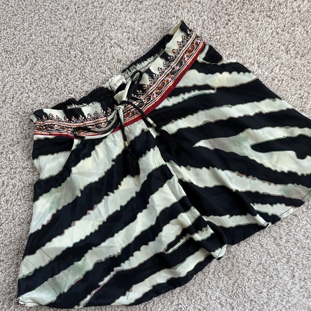 Black and Cream Zebra Print Flare Shorts